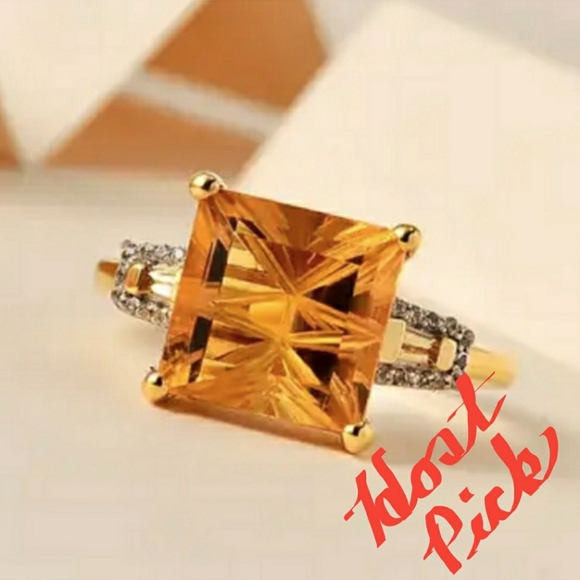 D'joy Jewelry - Rare Santa Ana Madeira Citrine Ring in Vermeil Yellow Gold Over Sterling Silver